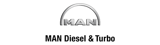 Logo von MAN Diesel & Turbo, bestehend aus dem Schriftzug „MAN“ in Großbuchstaben und dem Untertitel „Diesel & Turbo“ in einer klaren Schriftart.