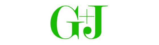 Logo von G+J in grüner Schrift. Die Buchstaben "G" und "J" sind prominent dargestellt, mit einem Pluszeichen zwischen ihnen.