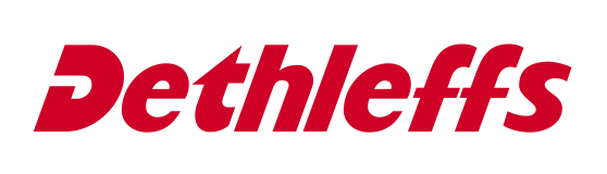 Logo der Marke "Dethleffs" in roter Schrift auf weißem Hintergrund.